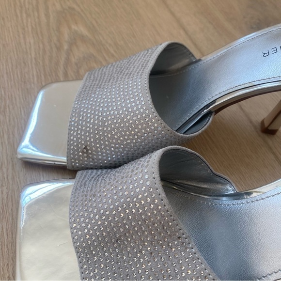 Marc Fisher Silver Sparkling Diamond Square Heels - Picture 5 of 6